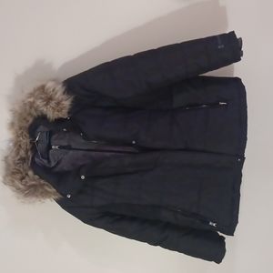 Free country black winter coat with detachable hood